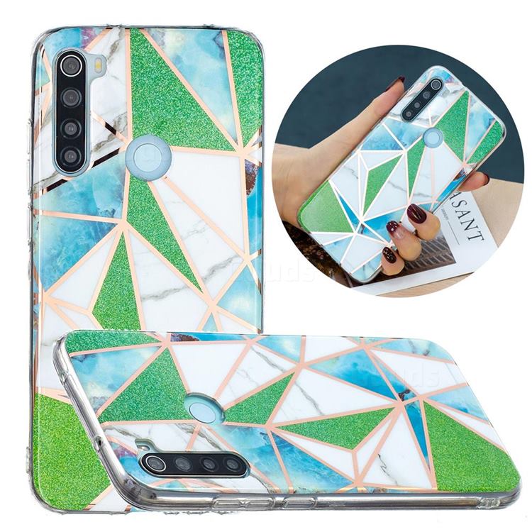Green Triangle Painted Marble Electroplating Protective Case for Mi Xiaomi Redmi Note 8