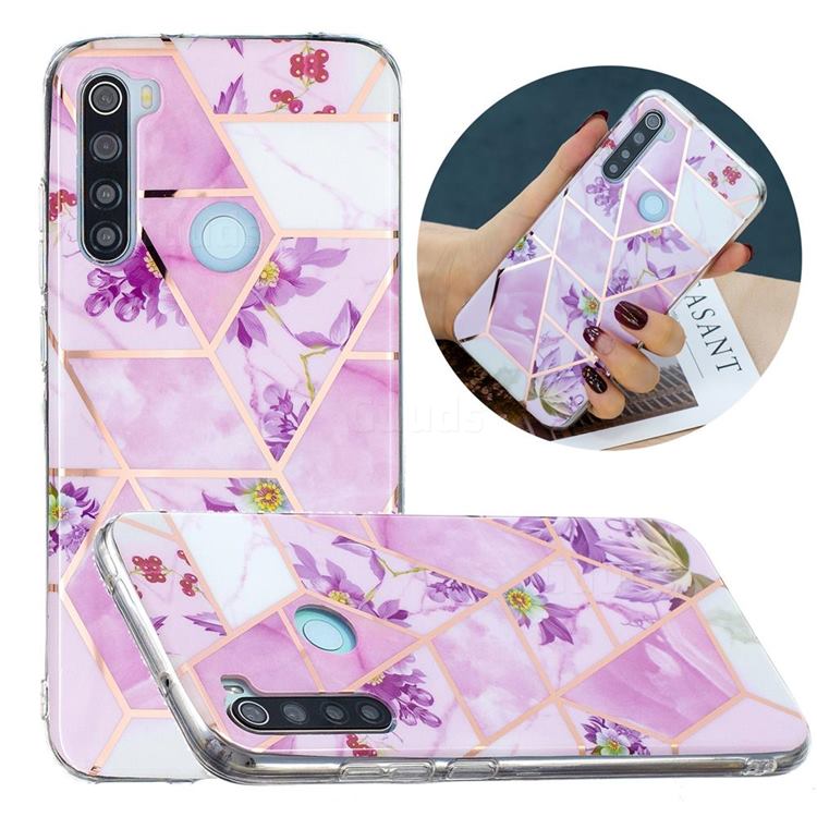 Purple Flower Painted Marble Electroplating Protective Case for Mi Xiaomi Redmi Note 8