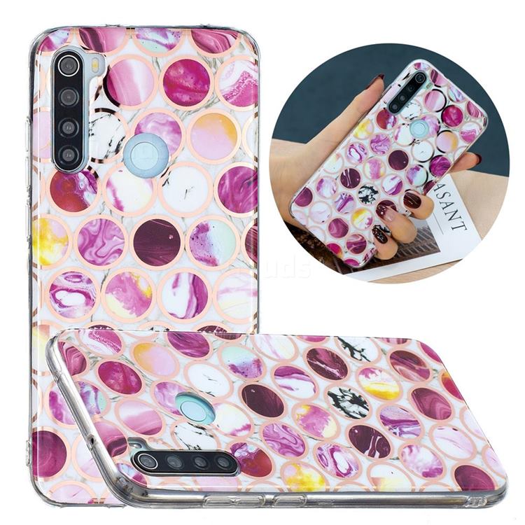 Round Puzzle Painted Marble Electroplating Protective Case for Mi Xiaomi Redmi Note 8