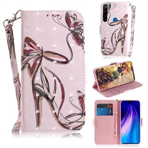 Butterfly High Heels 3D Painted Leather Wallet Phone Case for Mi Xiaomi Redmi Note 8