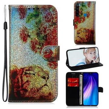 Tiger Rose Laser Shining Leather Wallet Phone Case for Mi Xiaomi Redmi Note 8
