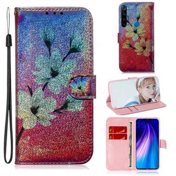 Magnolia Laser Shining Leather Wallet Phone Case for Mi Xiaomi Redmi Note 8