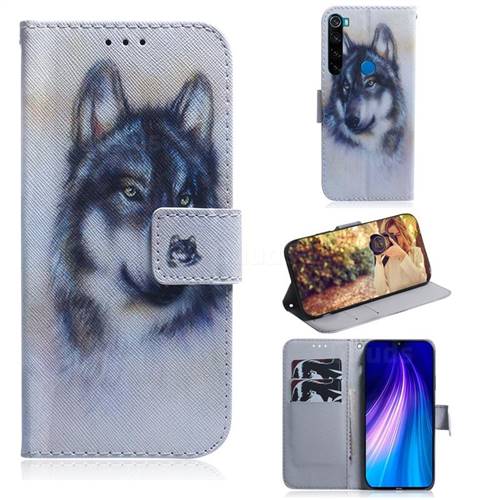 Snow Wolf PU Leather Wallet Case for Mi Xiaomi Redmi Note 8