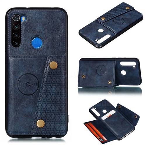 Retro Multifunction Card Slots Stand Leather Coated Phone Back Cover for Mi Xiaomi Redmi Note 8 - Blue