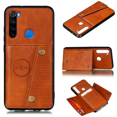Retro Multifunction Card Slots Stand Leather Coated Phone Back Cover for Mi Xiaomi Redmi Note 8 - Brown