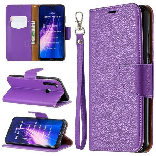 Classic Luxury Litchi Leather Phone Wallet Case for Mi Xiaomi Redmi Note 8 - Purple