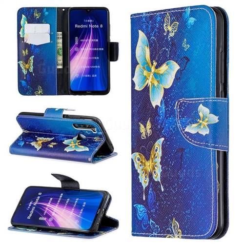 Golden Butterflies Leather Wallet Case for Mi Xiaomi Redmi Note 8