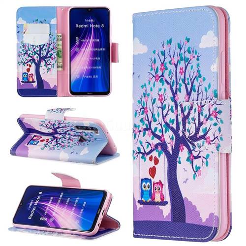 Tree and Owls Leather Wallet Case for Mi Xiaomi Redmi Note 8