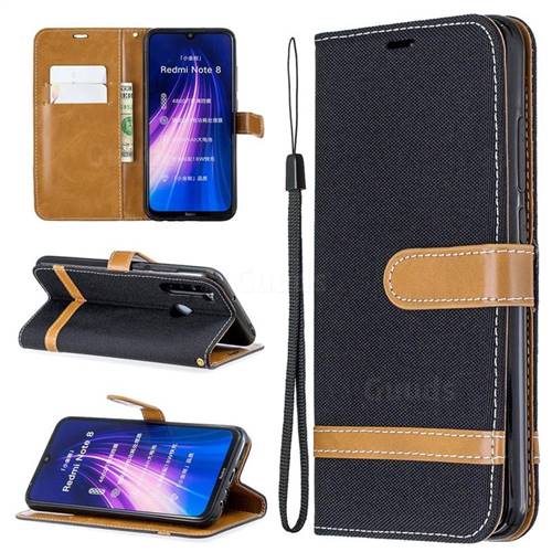 Jeans Cowboy Denim Leather Wallet Case for Mi Xiaomi Redmi Note 8 - Black