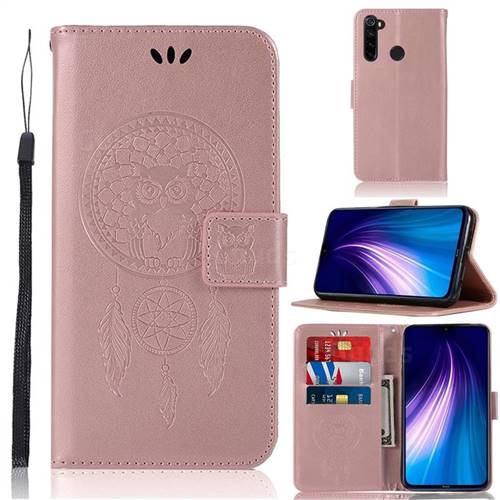Intricate Embossing Owl Campanula Leather Wallet Case for Mi Xiaomi Redmi Note 8 - Rose Gold