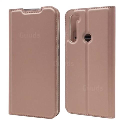 Ultra Slim Card Magnetic Automatic Suction Leather Wallet Case for Mi Xiaomi Redmi Note 8 - Rose Gold