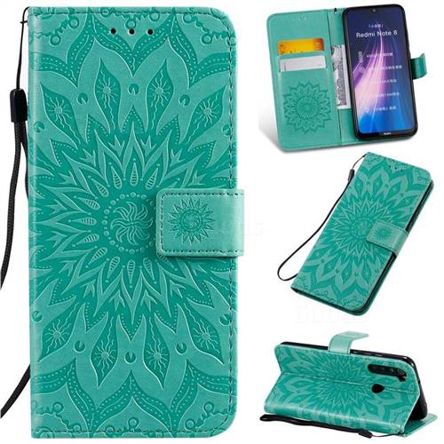 Embossing Sunflower Leather Wallet Case for Mi Xiaomi Redmi Note 8 - Green