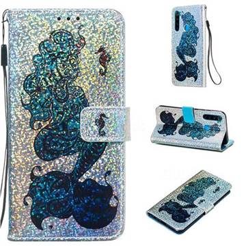 Mermaid Seahorse Sequins Painted Leather Wallet Case for Mi Xiaomi Redmi Note 8