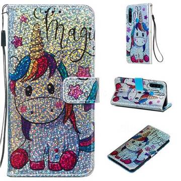 Star Unicorn Sequins Painted Leather Wallet Case for Mi Xiaomi Redmi Note 8