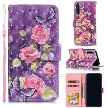 Purple Butterfly Flower 3D Painted Leather Phone Wallet Case for Mi Xiaomi Redmi Note 8