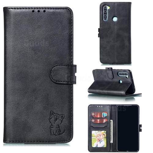Embossing Happy Cat Leather Wallet Case for Mi Xiaomi Redmi Note 8 - Black