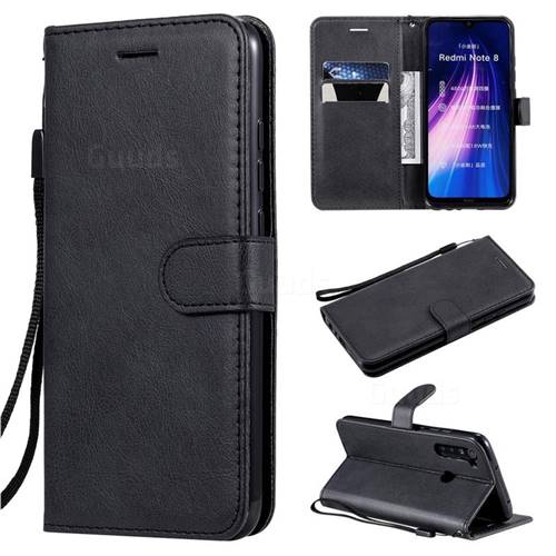 Retro Greek Classic Smooth PU Leather Wallet Phone Case for Mi Xiaomi Redmi Note 8 - Black