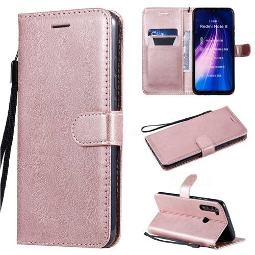 Retro Greek Classic Smooth PU Leather Wallet Phone Case for Mi Xiaomi Redmi Note 8 - Rose Gold
