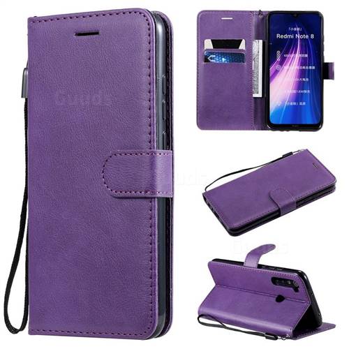 Retro Greek Classic Smooth PU Leather Wallet Phone Case for Mi Xiaomi Redmi Note 8 - Purple