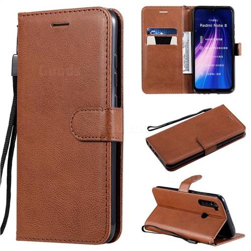Retro Greek Classic Smooth PU Leather Wallet Phone Case for Mi Xiaomi Redmi Note 8 - Brown