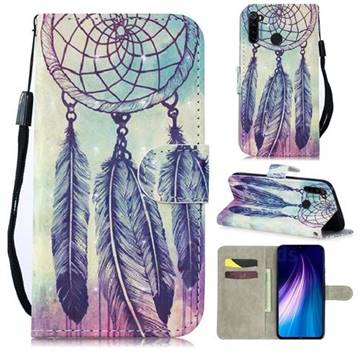 Feather Wind Chimes 3D Painted Leather Wallet Phone Case for Mi Xiaomi Redmi Note 8