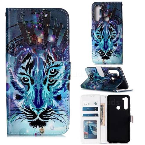 Ice Wolf 3D Relief Oil PU Leather Wallet Case for Mi Xiaomi Redmi Note 8