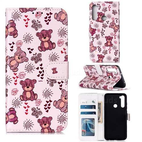 Cute Bear 3D Relief Oil PU Leather Wallet Case for Mi Xiaomi Redmi Note 8