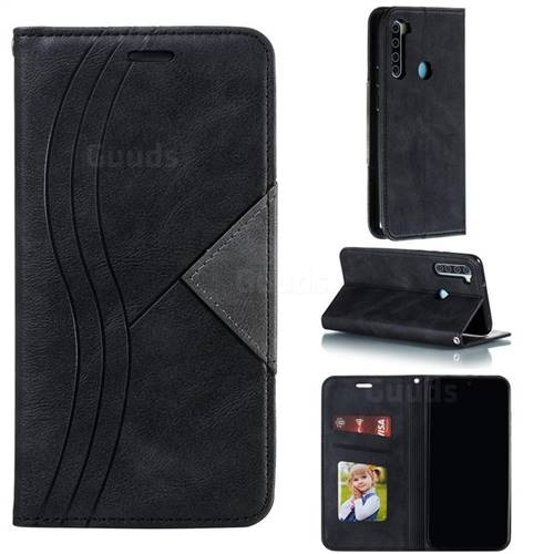 Retro S Streak Magnetic Leather Wallet Phone Case for Mi Xiaomi Redmi Note 8 - Black