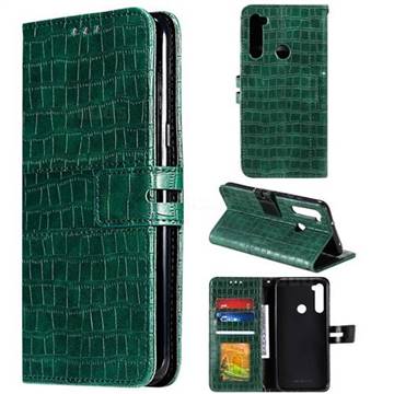 Luxury Crocodile Magnetic Leather Wallet Phone Case for Mi Xiaomi Redmi Note 8 - Green