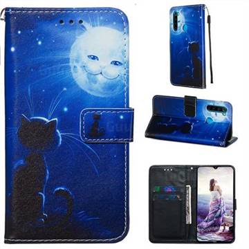 Cat and Moon Matte Leather Wallet Phone Case for Mi Xiaomi Redmi Note 8