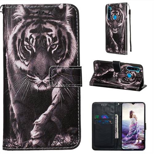 Black and White Tiger Matte Leather Wallet Phone Case for Mi Xiaomi Redmi Note 8