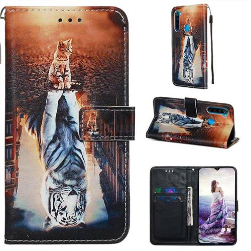 Cat and Tiger Matte Leather Wallet Phone Case for Mi Xiaomi Redmi Note 8
