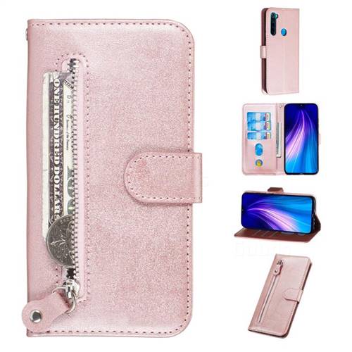 Retro Luxury Zipper Leather Phone Wallet Case for Mi Xiaomi Redmi Note 8 - Pink