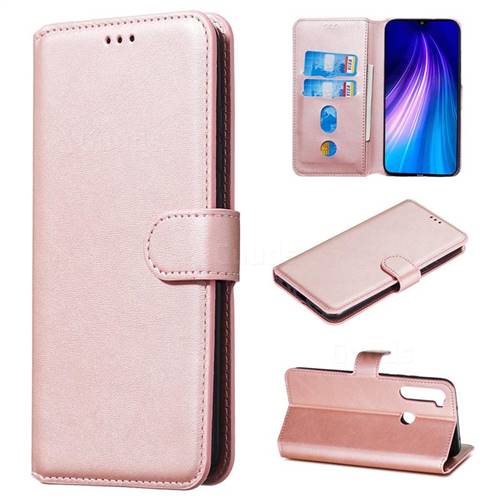 Retro Calf Matte Leather Wallet Phone Case for Mi Xiaomi Redmi Note 8 - Pink