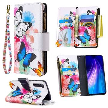 Vivid Flying Butterflies Binfen Color BF03 Retro Zipper Leather Wallet Phone Case for Mi Xiaomi Redmi Note 8