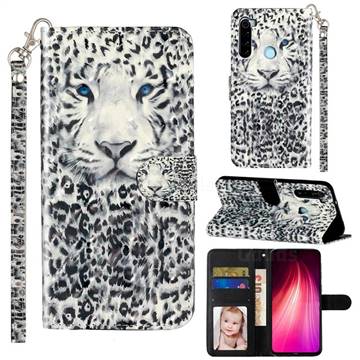 White Leopard 3D Leather Phone Holster Wallet Case for Mi Xiaomi Redmi Note 8
