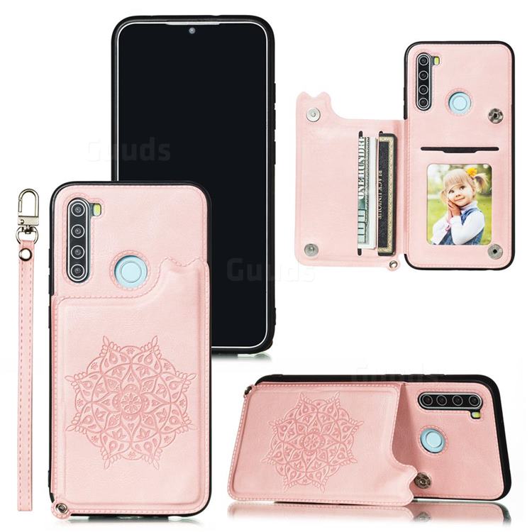 Luxury Mandala Multi-function Magnetic Card Slots Stand Leather Back Cover for Mi Xiaomi Redmi Note 8 - Rose Gold