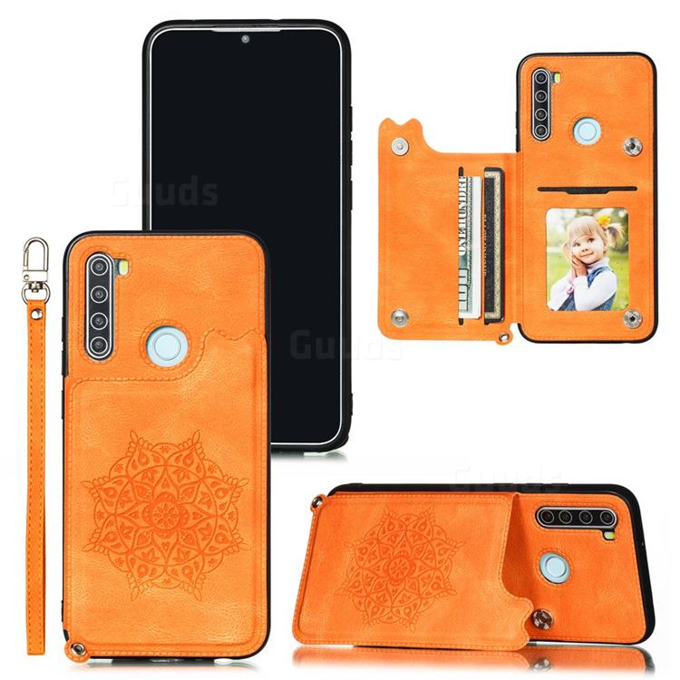 Luxury Mandala Multi-function Magnetic Card Slots Stand Leather Back Cover for Mi Xiaomi Redmi Note 8 - Yellow