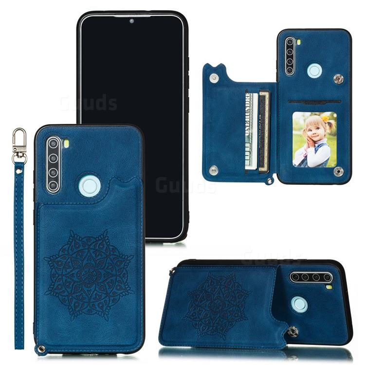 Luxury Mandala Multi-function Magnetic Card Slots Stand Leather Back Cover for Mi Xiaomi Redmi Note 8 - Blue