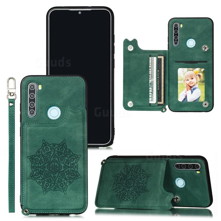 Luxury Mandala Multi-function Magnetic Card Slots Stand Leather Back Cover for Mi Xiaomi Redmi Note 8 - Green