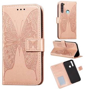 Intricate Embossing Vivid Butterfly Leather Wallet Case for Mi Xiaomi Redmi Note 8 - Rose Gold