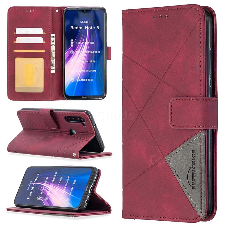 Binfen Color BF05 Prismatic Slim Wallet Flip Cover for Mi Xiaomi Redmi Note 8 - Red