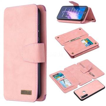 Binfen Color BF07 Frosted Zipper Bag Multifunction Leather Phone Wallet for Mi Xiaomi Redmi Note 8 - Pink