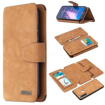 Binfen Color BF07 Frosted Zipper Bag Multifunction Leather Phone Wallet for Mi Xiaomi Redmi Note 8 - Brown