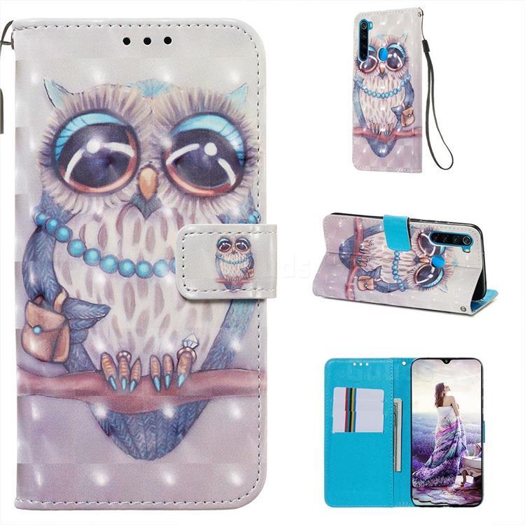 Sweet Gray Owl 3D Painted Leather Wallet Case for Mi Xiaomi Redmi Note 8