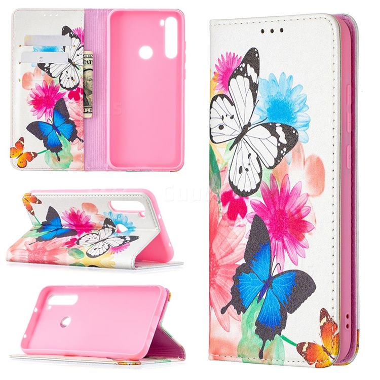 Flying Butterflies Slim Magnetic Attraction Wallet Flip Cover for Mi Xiaomi Redmi Note 8