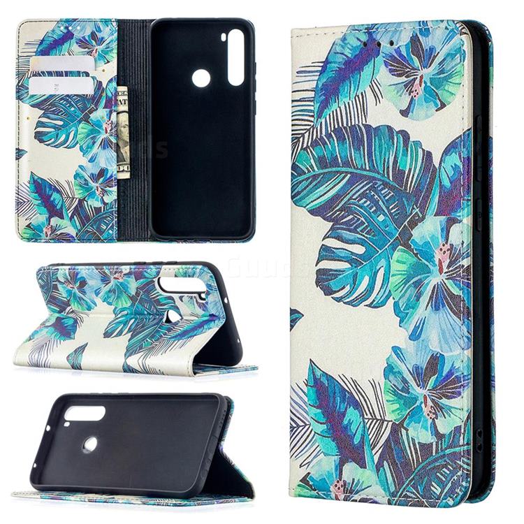 Blue Leaf Slim Magnetic Attraction Wallet Flip Cover for Mi Xiaomi Redmi Note 8