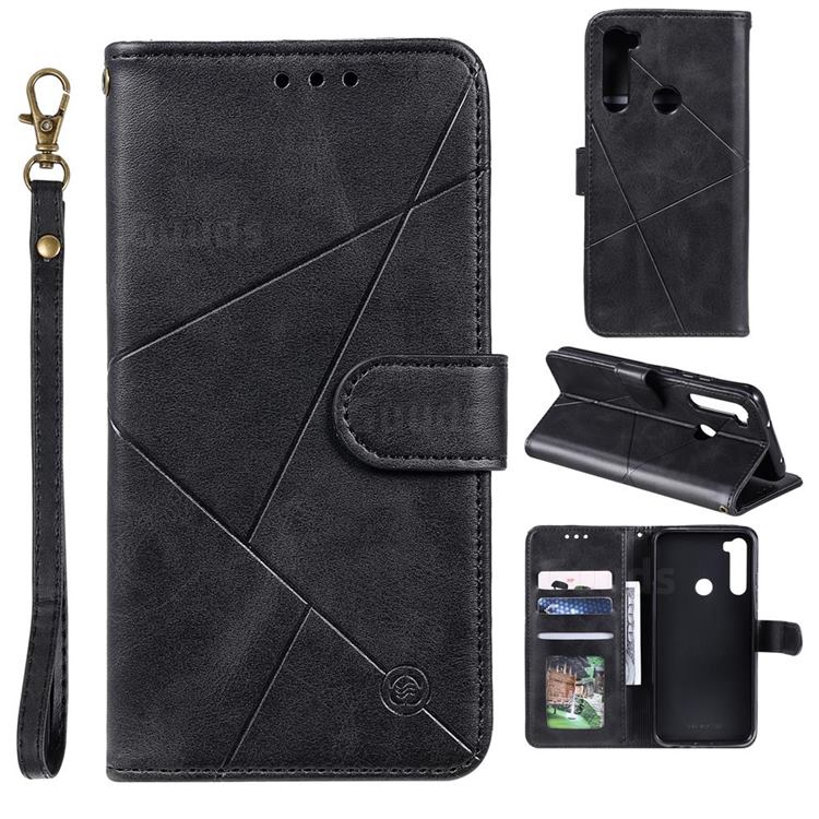 Embossing Geometric Leather Wallet Case for Mi Xiaomi Redmi Note 8 - Black