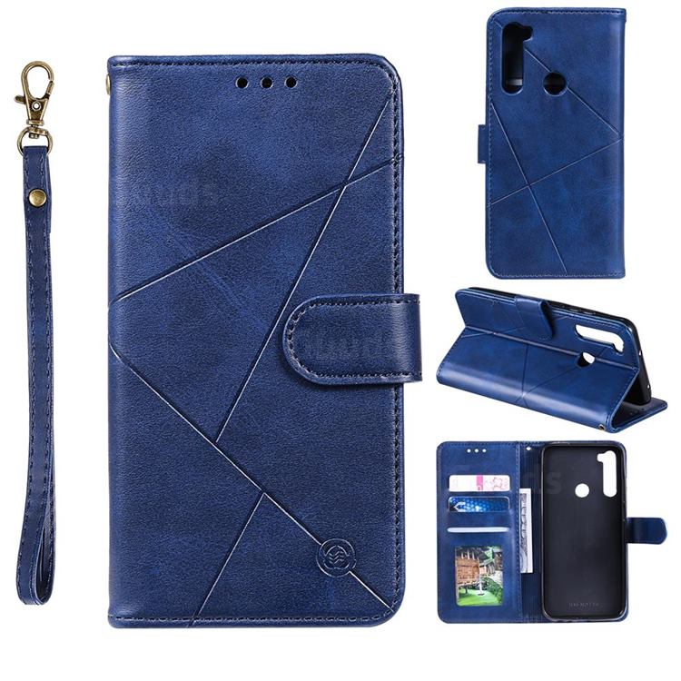 Embossing Geometric Leather Wallet Case for Mi Xiaomi Redmi Note 8 - Blue