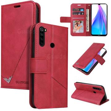 GQ.UTROBE Right Angle Silver Pendant Leather Wallet Phone Case for Mi Xiaomi Redmi Note 8 - Red